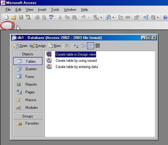 Image of MS Access Toolbar customization screen